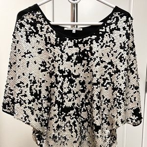 Collection Concepts, Black with White Sequin, Blouse, XS